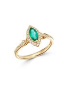 Bloomingdale's Emerald & Diamond Halo Ring In 14k Yellow Gold - 100% Exclusive