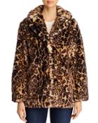 T Tahari Leopard-print Faux Fur Coat