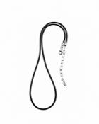 Pandora Necklace - Black Leather & Sterling Silver, 18.5