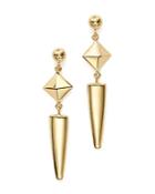 14k Yellow Gold Pyramid Arrow Drop Earrings