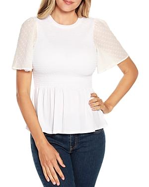 Belldini Smocked Short Sleeve Peplum Top