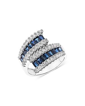Bloomingdales Sapphire & Diamond Bypass Ring In 14k White Gold - 100% Exclusive