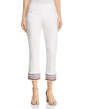 Jag Jeans Peri Embroidered Cuff Straight Ankle Jeans In White