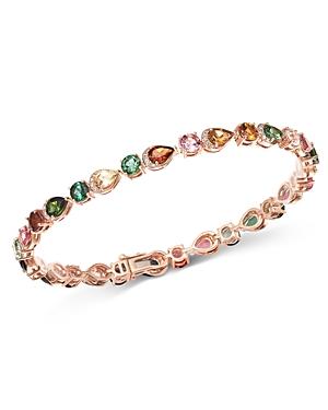 Bloomingdale's Multicolored Tourmaline & Diamond Bracelet In 14k Rose Gold - 100% Exclusive