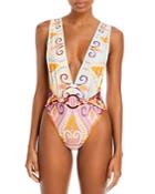 Agua By Agua Bendita Ina Plunging One Piece Swimsuit