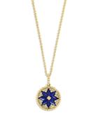 Bloomingdale's Lapis Lazuli & Diamond Star Medallion Pendant Necklace In 14k Yellow Gold, 16-18 - 100% Exclusive