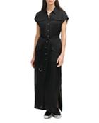 Dkny Belted Button Front Dress