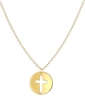 Bloomingdale's Cross Disc Pendant Necklace In 14k Yellow Gold, 18 - 100% Exclusive