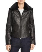 Andrew Marc Cambridge Fur Trim Leather Jacket