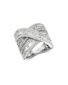 Bloomingdale's Diamond Baguette & Round Statement Crossover Ring In 14k White Gold, 3.0 Ct. T.w.