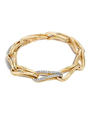 John Hardy Bamboo 18k Gold And Diamond Link Bracelet