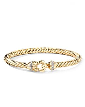 David Yurman 18k Yellow Gold Cable Buckle Bracelet With Diamonds