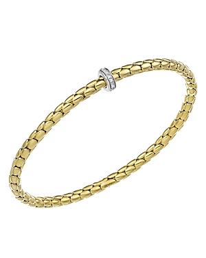 Chimento 18k Yellow & White Gold Stretch Spring Collection Disc Rope Station Bracelet With Diamonds