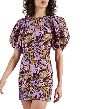 Ted Baker Printed Puff Sleeve Silk Dress