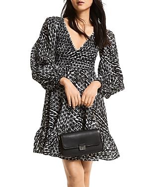 Michael Michael Kors Zebra Print Smocked Eyelet Dress