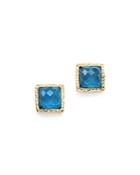 London Blue Topaz Geometric Stud Earrings In 14k Yellow Gold - 100% Exclusive