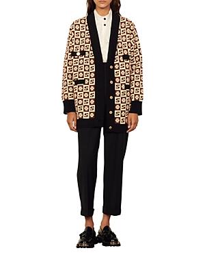 Sandro Glorious Logo Jacquard Cardigan