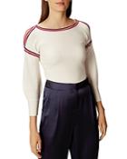 Karen Millen Striped Cold-shoulder Sweater