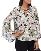 B Collection By Bobeau Dawn Floral-print Bell-sleeve Blouse