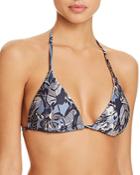 Sam Edelman Metallic Floral Triangle Bikini Top