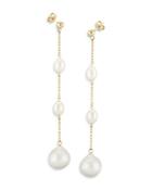 Bloomingdale's Cultured Freshwater Pearl & Baroque Pearl Line Earrings In 14k Yellow Gold - 100% Exclusive