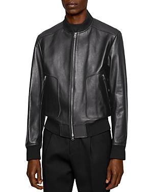 Boss Nipet Leather Bomber Jacket