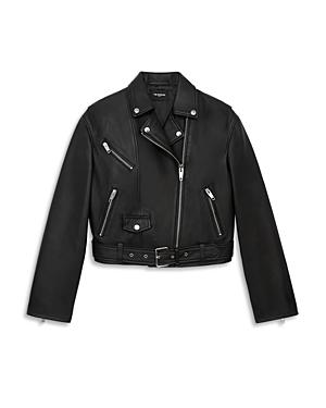 The Kooples Cropped Lambskin Moto Jacket