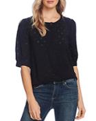 Vince Camuto Button Down Embroidered Top