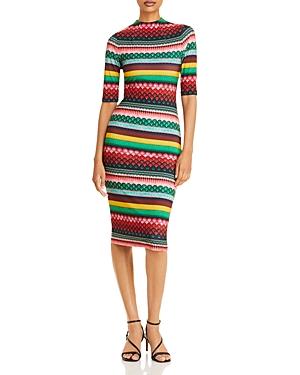 Alice And Olivia Delora Striped Midi Dress