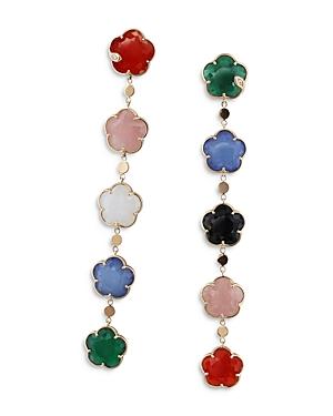 Pasquale Bruni 18k Rose Gold Petit Joli Multi Gemstone & Diamond Flower Drop Earrings