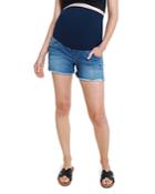 Ingrid & Isabel Relaxed Fit Maternity Jean Shorts In Medium Wash