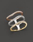 Diamond Triple Row Ring In 14k Yellow, White And Rose Gold, .50 Ct. T.w.