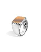 John Hardy Batu Classic Chain Sterling Silver Signet Ring With Tiger's Eye