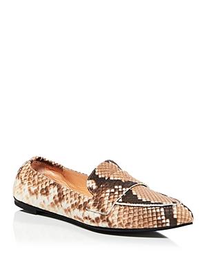 Agl Women's Soft Moc Croc Embossed Leather Flats
