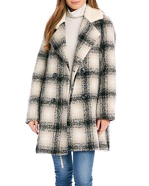 Karen Kane Printed Faux Shearling Collar Coat
