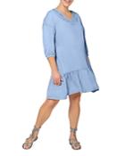 Leota Plus Luna Embroidered V Neck Ruffle Dress