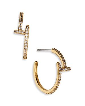 Aoja By Nadri Cheeky Pave Split Style Open Hoop Earrings
