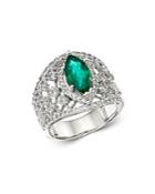 Bloomingdale's Emerald & Diamond Statement Ring In 14k White Gold - 100% Exclusive