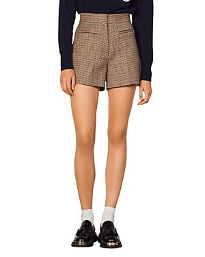 Sandro Prince High Waist Houndstooth Shorts