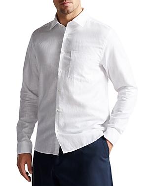 Ted Baker Textured Cross Pattern Long Sleeve Shirt