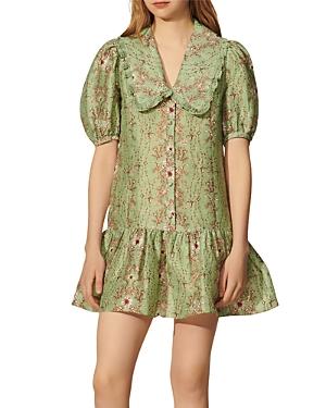 Sandro Toscane Floral Dress With Claudine Collar