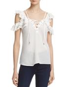 Chelsea And Walker Manning Ruffled Silk Lace Up Top