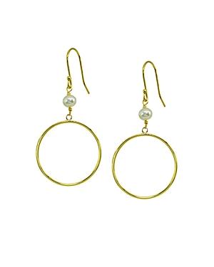 Aqua Cultured Pearl & Circle Drop Earrings - 100% Exclusive