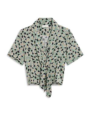 Sandro Rosa Printed Tie Front Shirt