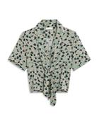 Sandro Rosa Printed Tie Front Shirt