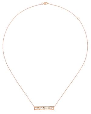 Dinh Van 18k Rose Gold Pulse Bar Station Necklace With Diamonds, 16.5