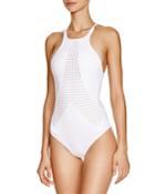Vitamin A Rayna Lace Up Back Perforated One Piece Swimsuit