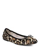 Sam Edelman Women's Felicia Round Toe Leopard-print Calf Hair Ballet Flats