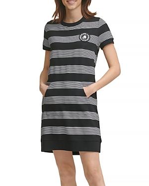 Karl Lagerfeld Paris Striped Logo Patch Dress