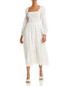 Lucy Paris Mora Floral-print Cotton Eyelet Dress